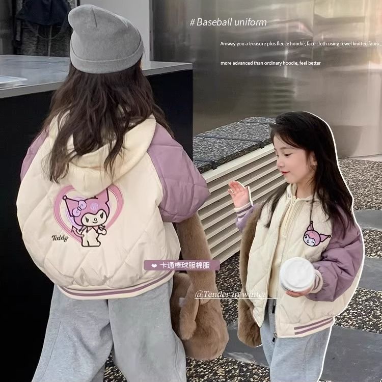 女童棉服2025新款冬季夹棉加绒棉服外套女时尚洋气女宝宝加绒