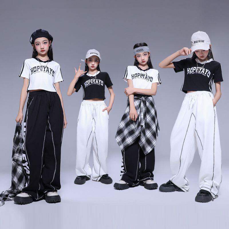 女童潮酷套装儿童炸街个性表演服爵士jazz走秀服夏季运动练功服装