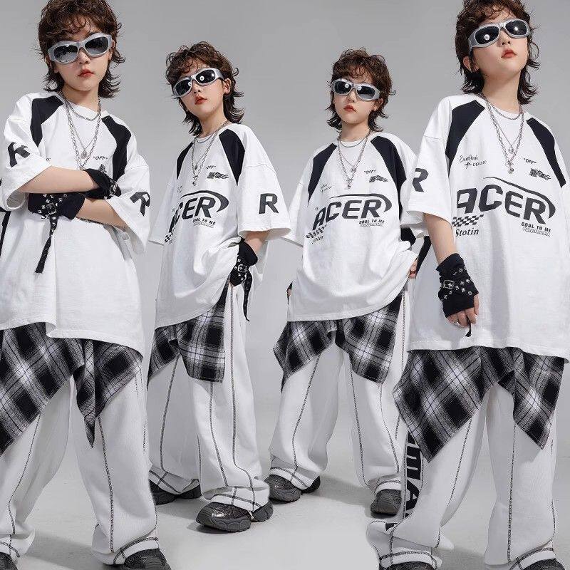 街舞儿童潮服嘻哈风宽松短袖屁帘套装男童少儿hiphop舞蹈表演出服