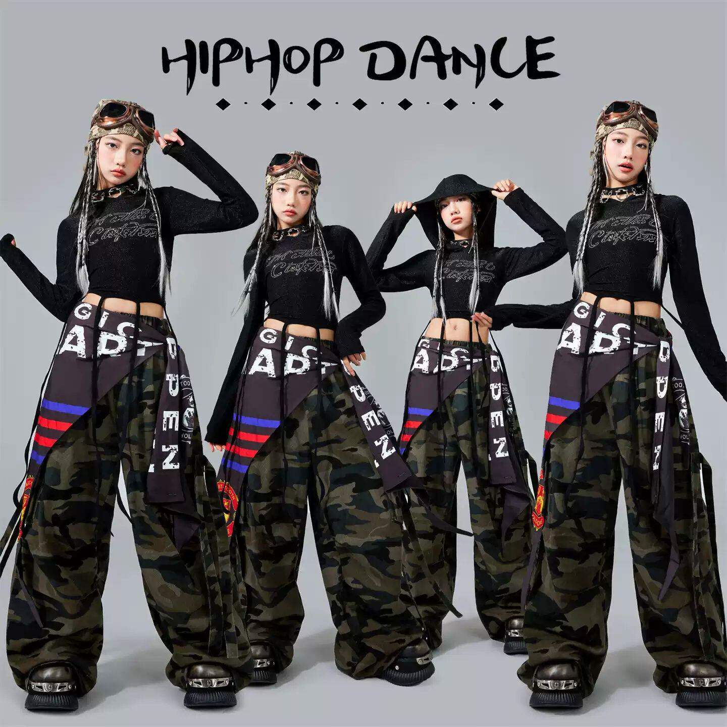 爵士舞女童演出服装潮酷时髦少儿漏脐韩版上衣jazz女团舞蹈练功服