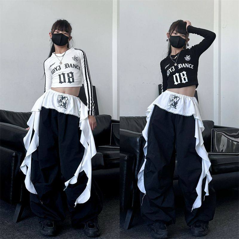 秋季新款童装潮酷女童学院风长袖T飘带腰封伞兵裤舞蹈演出服套装,童装/婴儿装/亲子装,儿童演出服,淘宝优惠券,粉丝福利购,淘宝优惠卷