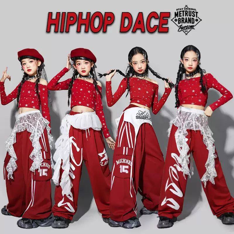 元旦女童jazz红色爵士舞演出服儿童街舞服装少儿套装女孩走秀潮装