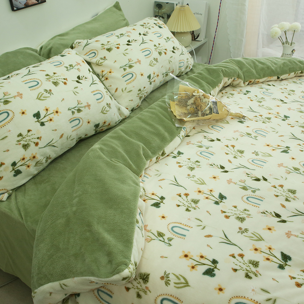 牛奶绒被套被套小碎花牛奶绒