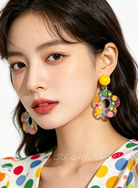 夏日花朵耳环女2026新款爆款高级感气质耳钉耳坠小众设计气质耳饰