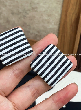 黑白条纹方形耳钉冷淡ins风时尚个性酷帅女耳环小众女神范耳饰