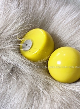 法式摩登复古圆球耳环夸张气质圆形耳钉黄色圆形潮耳饰女时尚