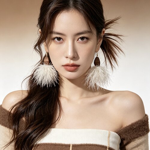 原创设计小众设计感白色羽毛耳环女高级感气质耳钉耳饰