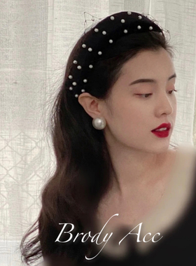 高级感大珍珠耳环2021年新款潮网红夸张耳钉韩国气质法式复古耳夹