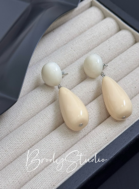 奶油感手作复古高级感简约气质少女耳钉港风日系几何耳环耳夹耳饰