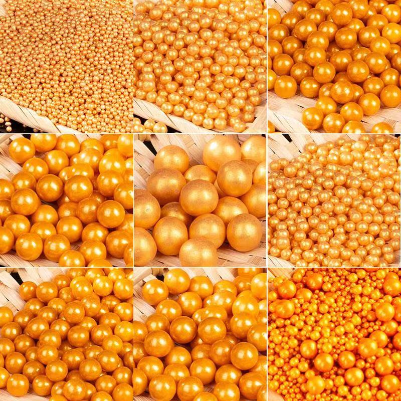 金色糖珠烘焙蛋糕装饰用品金色珍珠糖金珠圆珠爱心星星甜品台装扮