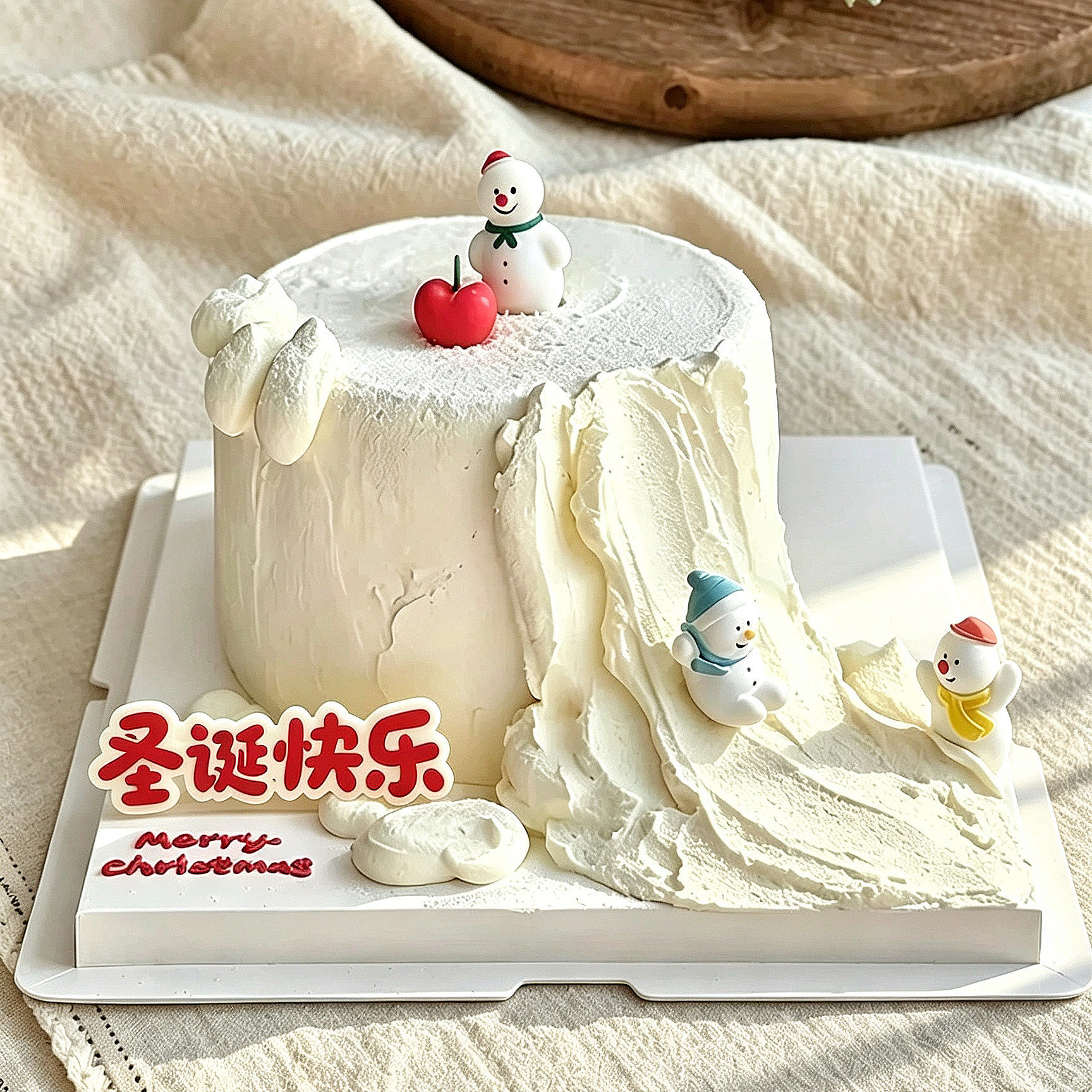 圣诞节快乐滑雪主题甜品蛋糕装饰