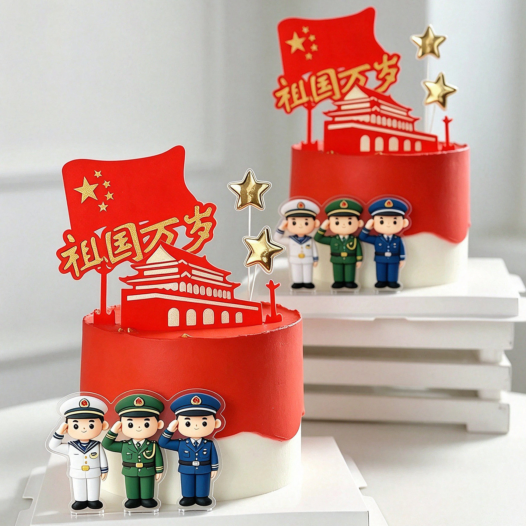 十一国庆节蛋糕装饰军人兵哥哥
