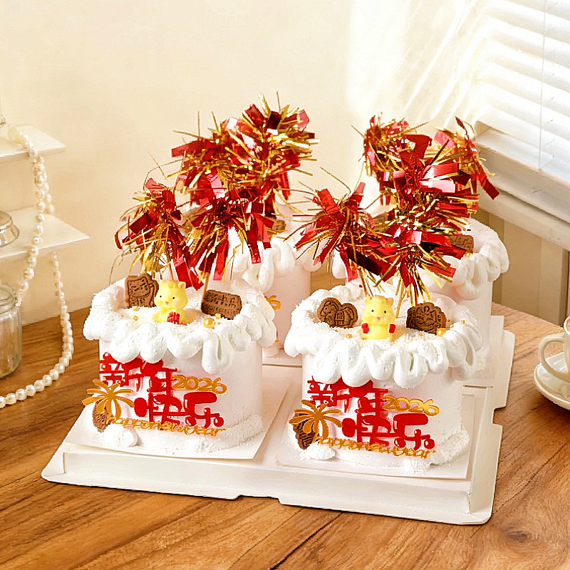 马年2026新年快乐蛋糕装饰亚克力树脂小马摆件元旦跨年烘焙插件