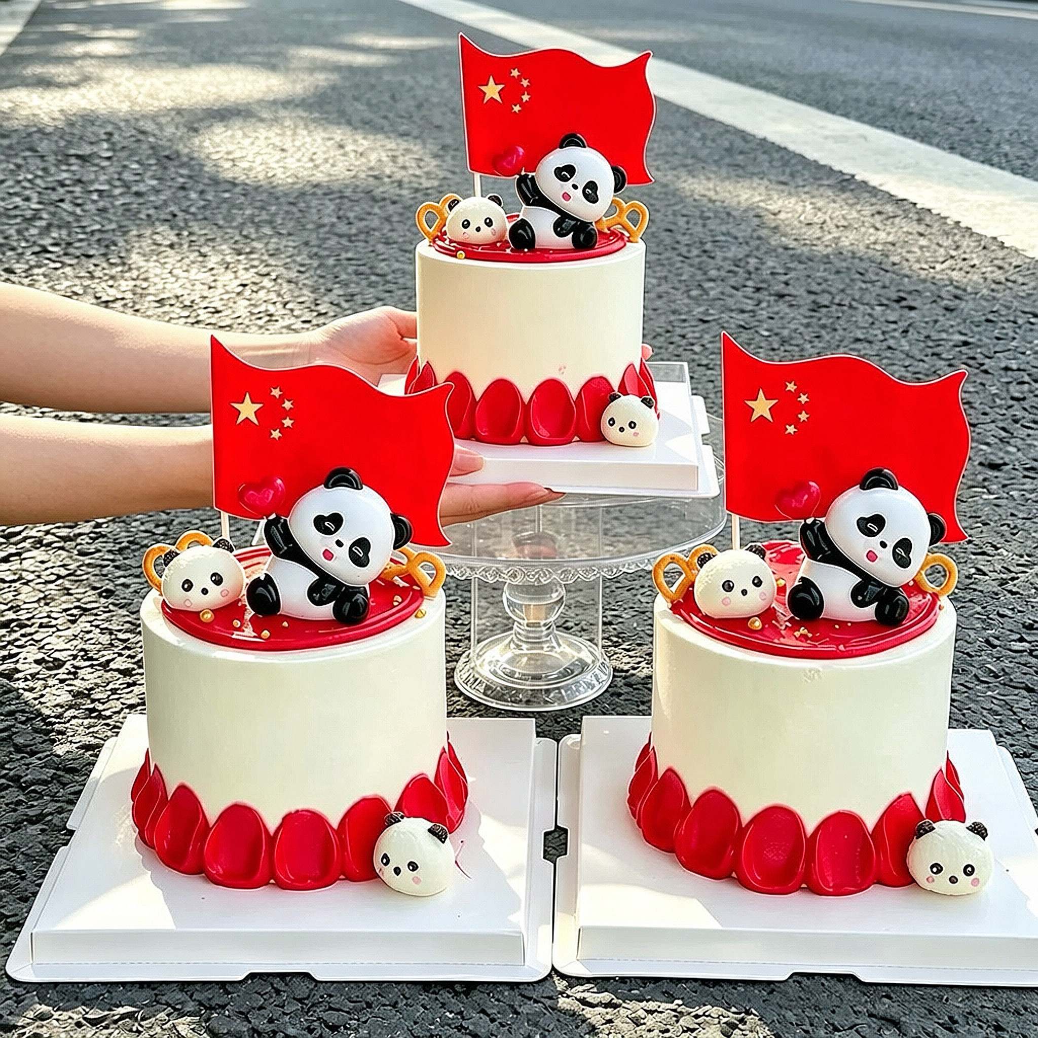 2026十一国庆节熊猫蛋糕装饰摆件