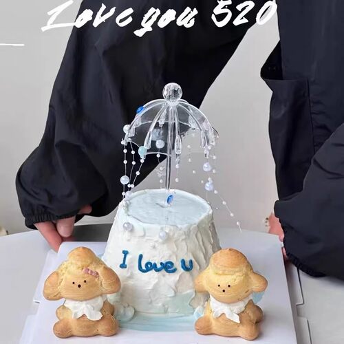 网红梦幻透明雨伞蛋糕装饰