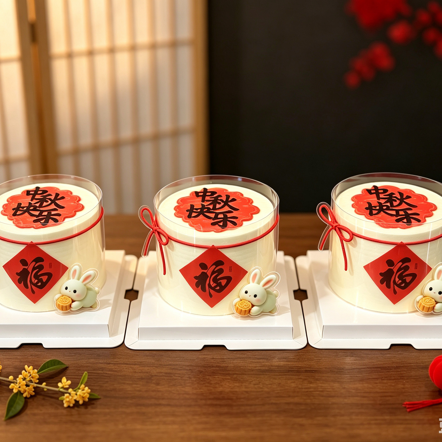 中秋节蛋糕装饰祥云玉兔月饼