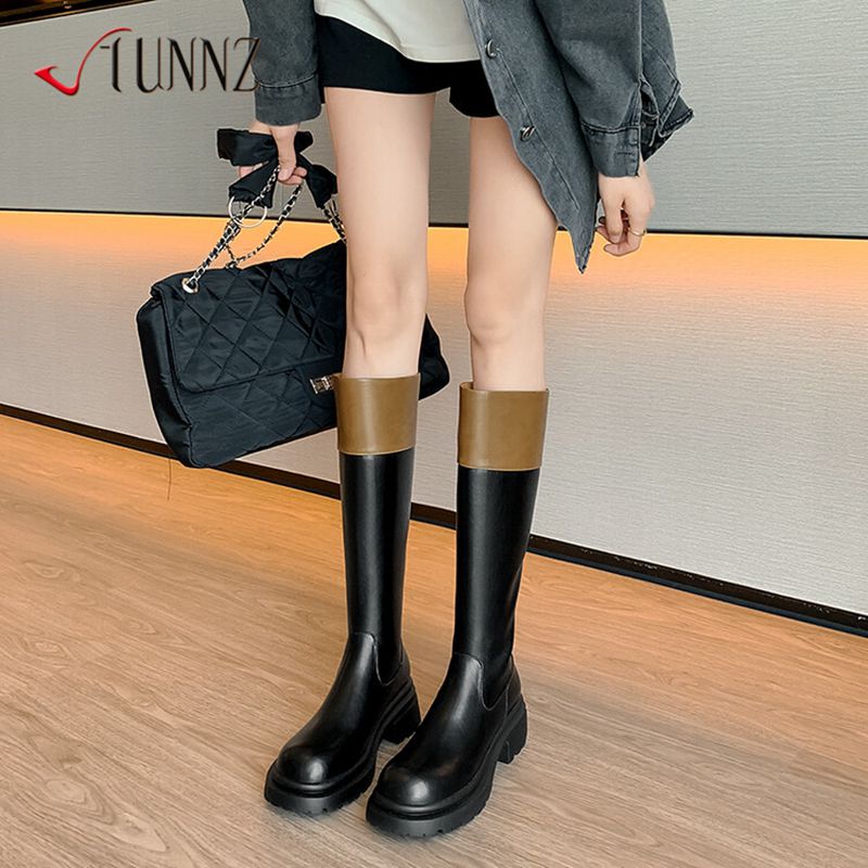 英伦风厚底高筒骑士靴显瘦长筒靴