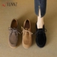 厚底乐福鞋 女2026新款 春真皮平底单鞋 hunnz走老钱风 休闲豆豆鞋