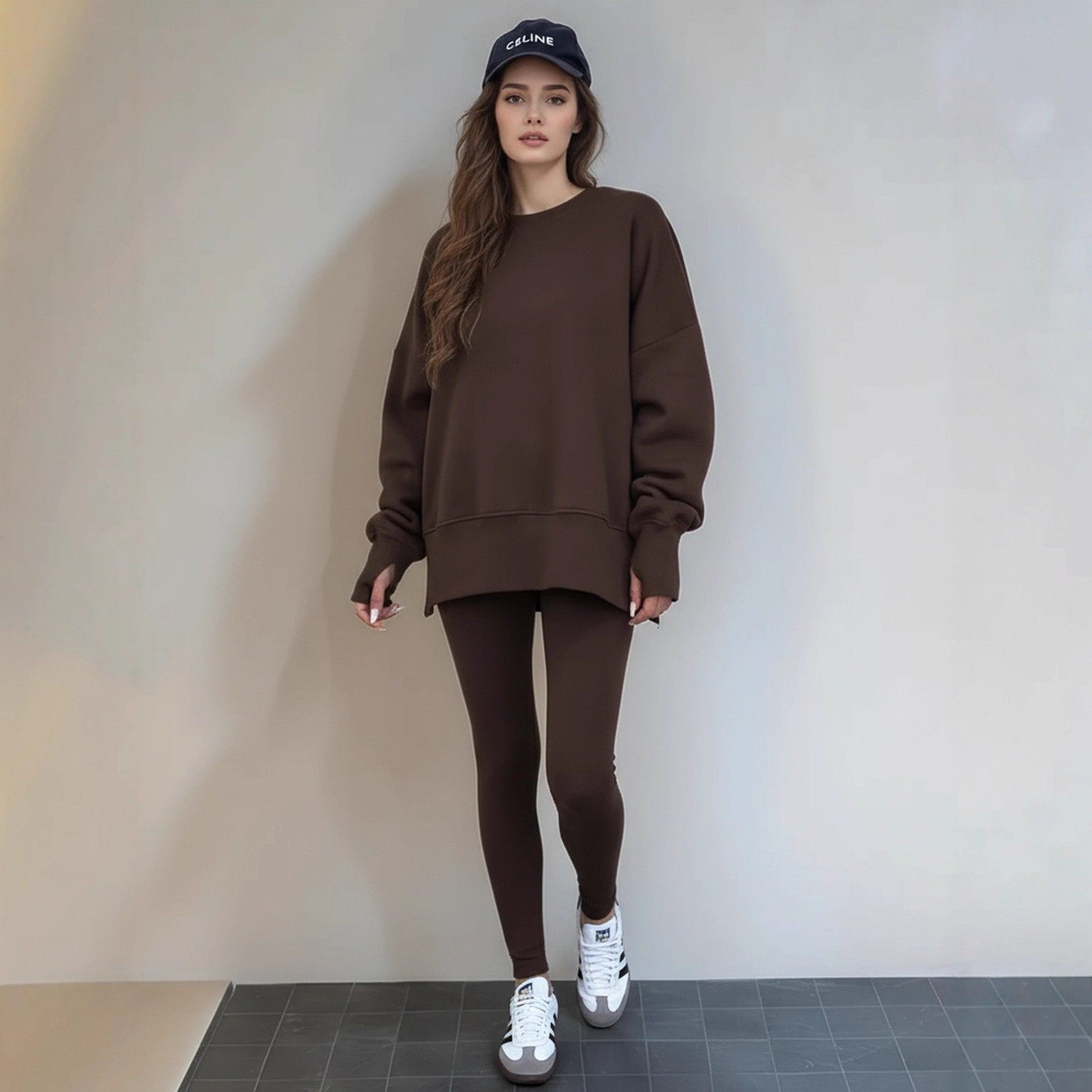 欧美风秋冬女宽松大码休闲长袖卫衣套装两件套卫衣小脚打底长裤