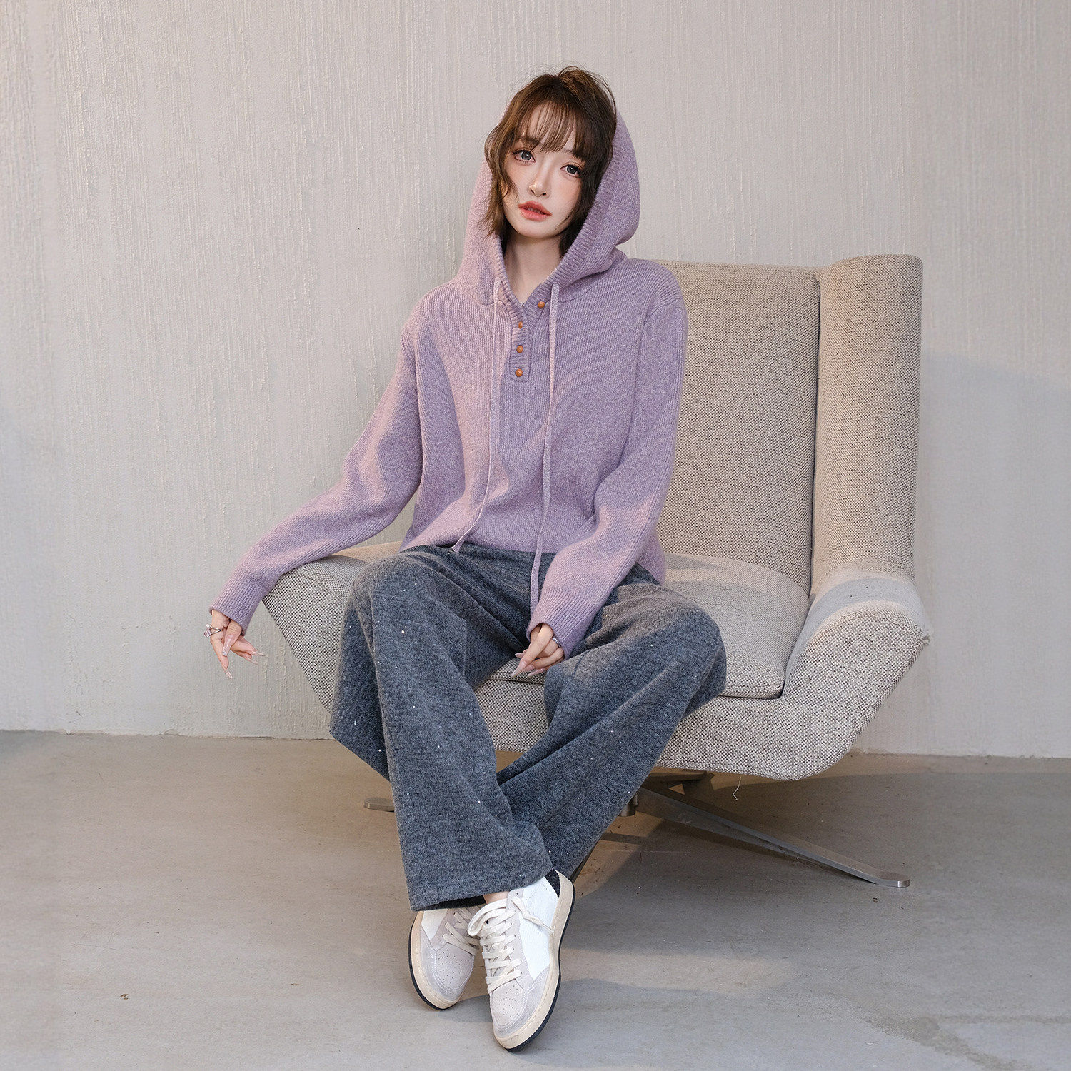 MIUCO紫色连帽针织加厚卫衣半开襟休闲百搭毛衣内搭外穿上衣女冬,个性定制/设计服务/DIY,棉服工装,淘宝优惠券,粉丝福利购,淘宝优惠卷