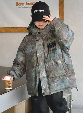 男童棉服冬季2025新款洋气加厚新年迷彩款外套儿童冬装羽绒棉袄子