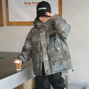 男童棉服冬季2025新款洋气加厚新年迷彩款外套儿童冬装羽绒棉袄子