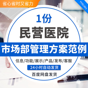 民营医院市场部管理方案范例 医院市场营销方案Word信息/功能/展