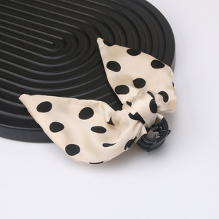 韩版波点抓夹发夹发饰半扎发卡少量头发抓后脑勺半扎飘带发卡