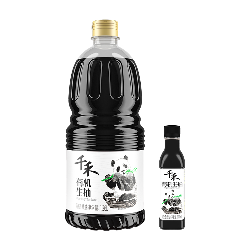 千禾有机生抽1.28L有机认证自然原酿有机生抽五种原料黄金酿造带