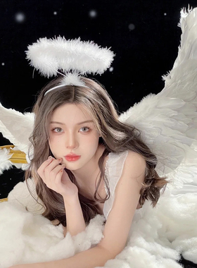 日系白色天使羽毛翅膀道具成人儿童写真旅拍舞台演出搭配拍照用品