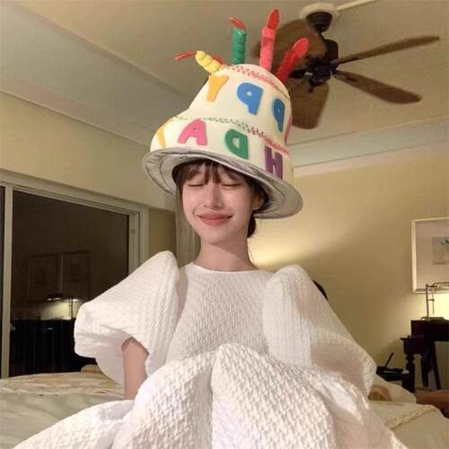 彩色蜡烛字母蛋糕帽创意生日帽子