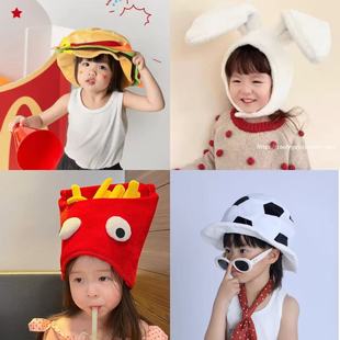 儿童搞怪薯条汉堡帽子兔子足球头套装 扮幼儿园学校运动会表演道具