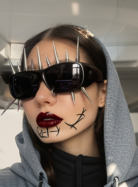 欧美复古暗黑大框铆钉太阳眼镜男