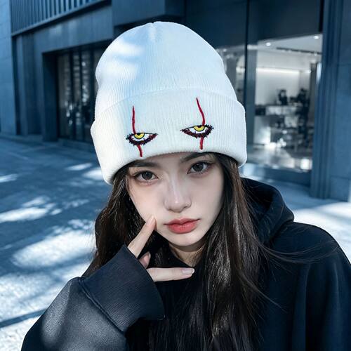 搞怪欧美小丑恶魔眼睛针织帽子潮