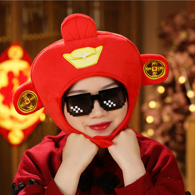 新年搞怪头套中国风财神爷帽子女