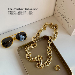 嘻哈夸张大金链子仿真黄金项链土豪眼镜戒指项链套装搞怪派对道具