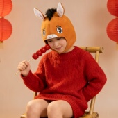 可爱搞怪马年生肖马头套帽子卡通仿真动物表演头饰儿童拍照道具潮