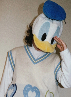 唐老鸭帽子软萌卡通秋冬毛绒帽女