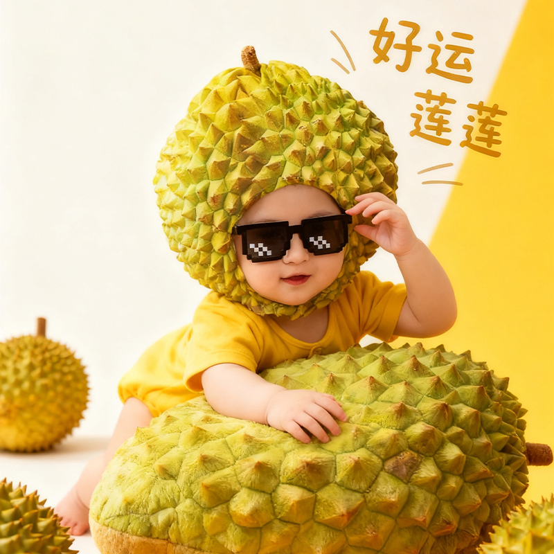 可爱榴莲头套帽子搞怪水果帽道具