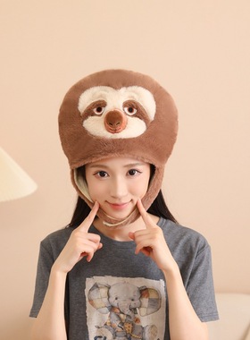 可爱卡通树懒头套动物cos装扮头饰游乐园表演节目帽子搞怪拍照萌