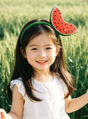 儿童节幼儿园活动cos西瓜发箍潮