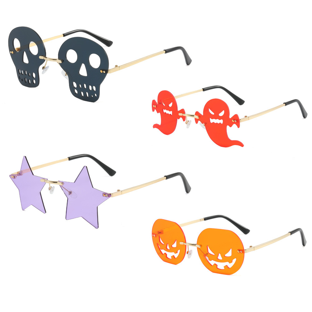 搞怪幽灵南瓜骷髅头太阳眼镜万圣节化妆舞会派对拍照道具装饰墨镜