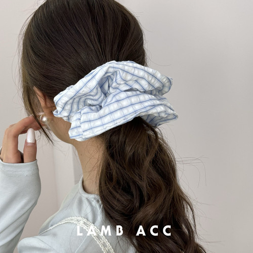 LAMB ACC 罗马假日 法式田园简约高级感蓝色条纹布艺大肠发圈发绳