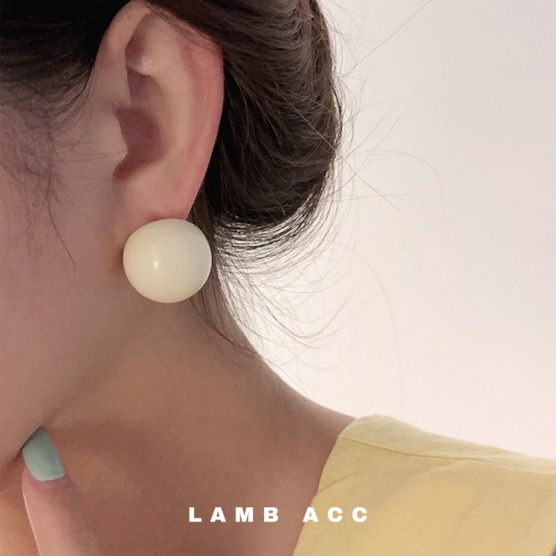 LAMB ACC 慕斯奶泡 韩系圆球馒头亚克力s925银针耳环耳钉