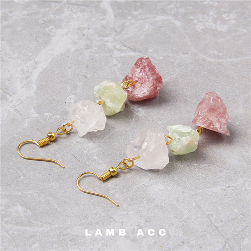 LAMB ACC 冰川奇遇 琉璃色系混彩天然石头耳环耳饰