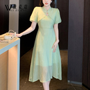 少女2024年夏季 旗袍改良年轻款 新中式 国风裙子气质高端显瘦连衣裙