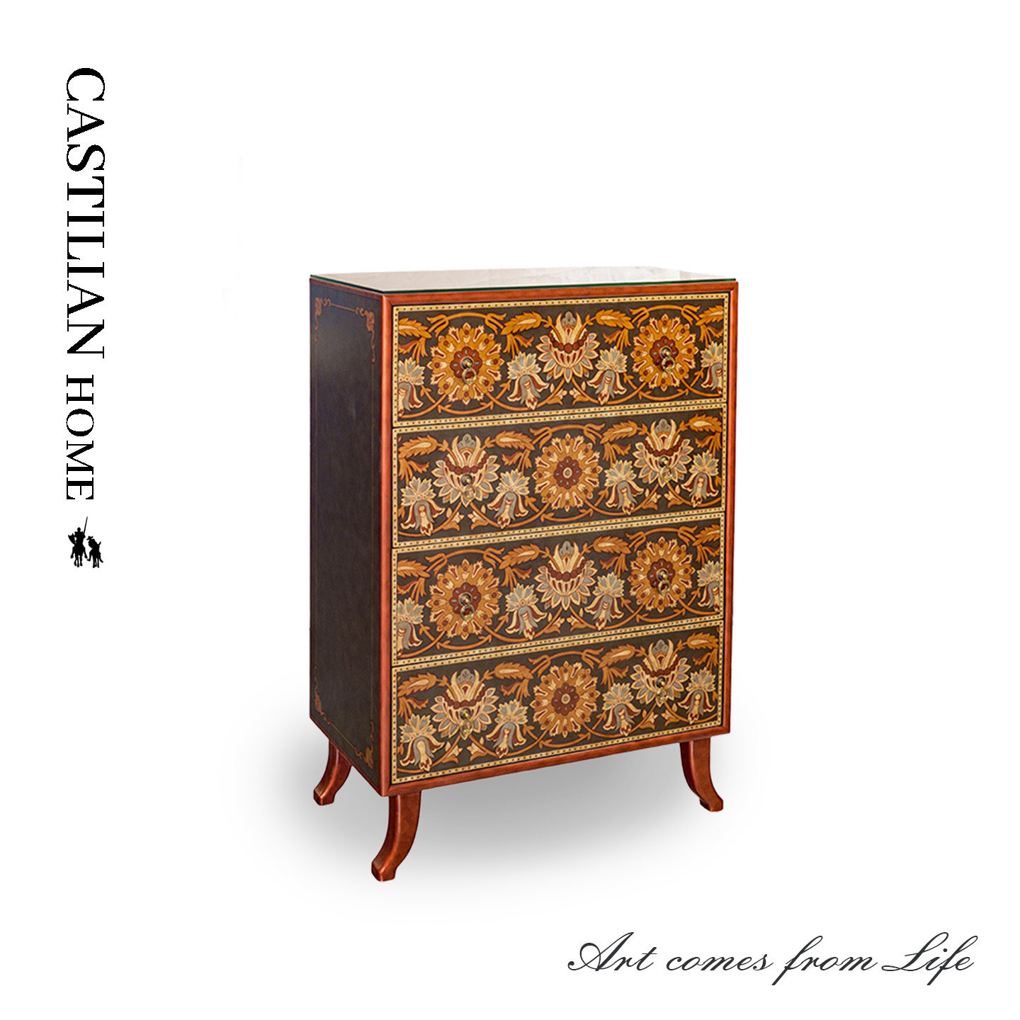 卡斯特兰波斯地毯东南亚艺术风情卧室收纳储物柜实木四斗柜C2440,住宅家具,斗柜,淘宝优惠券,粉丝福利购,淘宝优惠卷