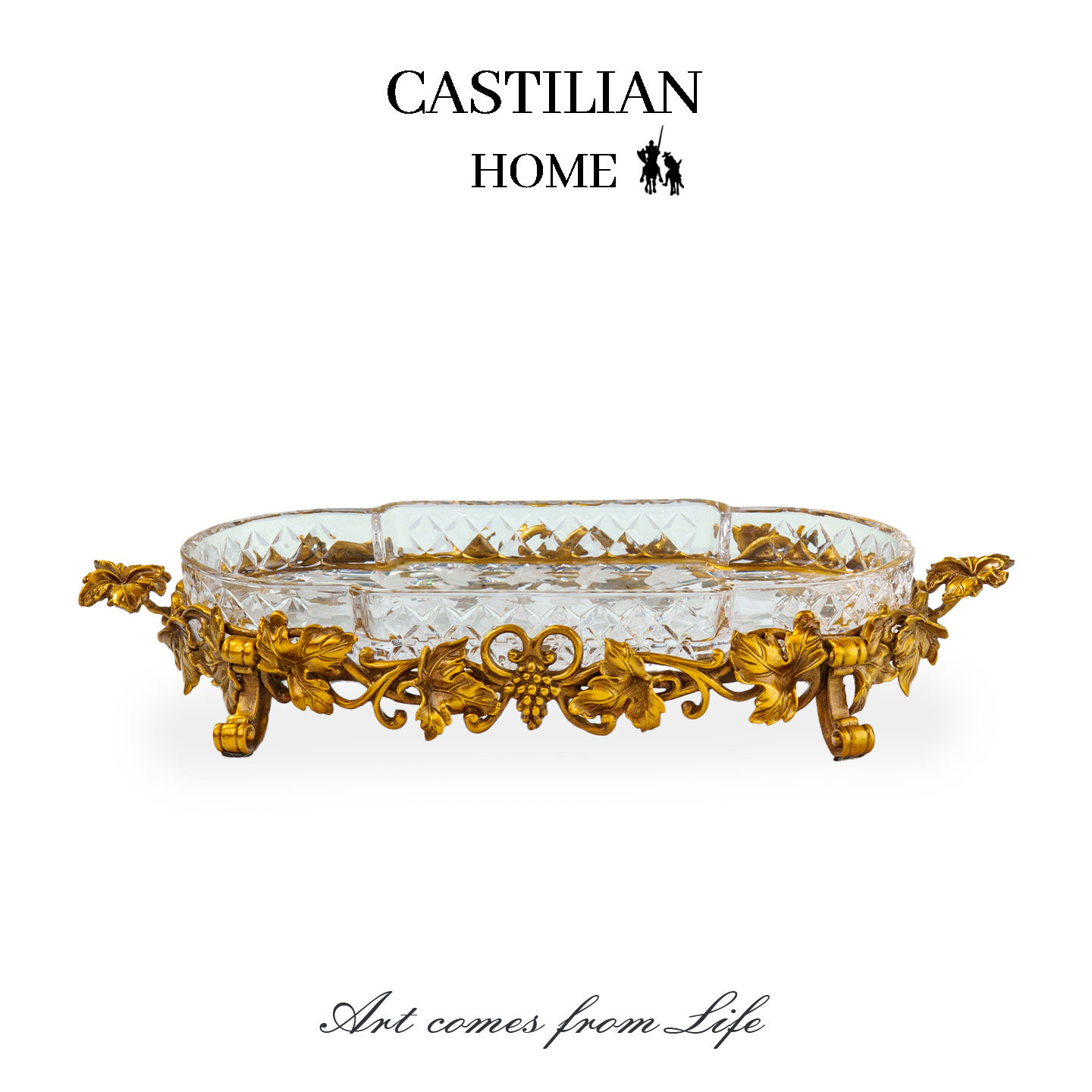 高档轻奢水晶玻璃果盘黄铜客厅茶几餐桌茶盘托盘装饰摆件C5495,家居饰品,果盘/果篓,淘宝优惠券,粉丝福利购,淘宝优惠卷