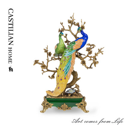 新中式孔雀摆件入户玄关装饰摆件富贵招财欧式别墅客厅送礼C5785