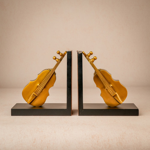 纯铜小提琴书档书架办公室摆件